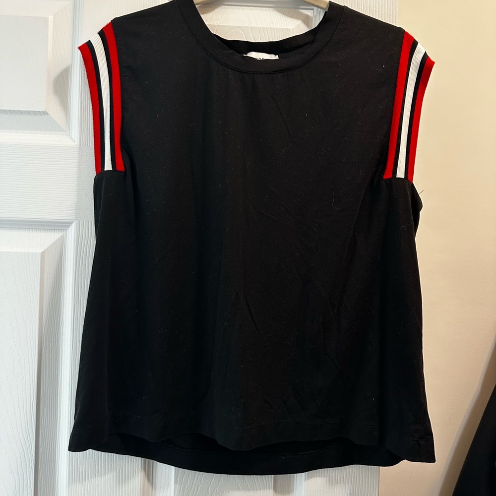 Evereve black tank with red trim Sz L